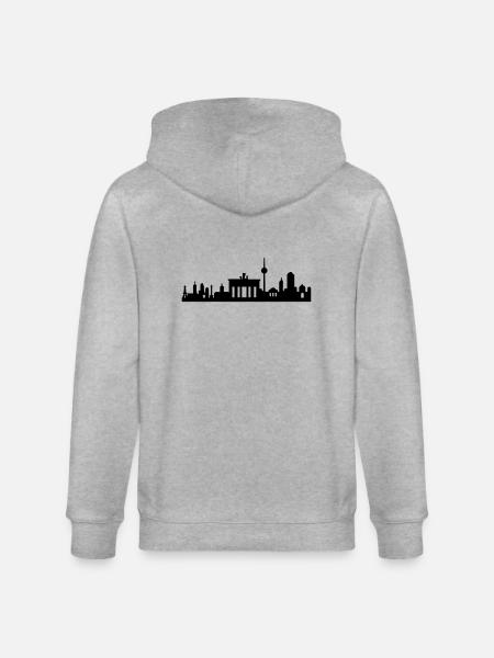 Berlin skyline abstract small - Stanley/Stella CULTIVATOR  Unisex Organic Hooded Jacket - heather grey