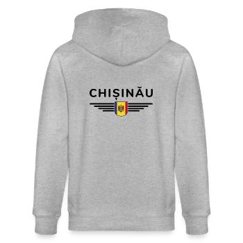 T-shirt Chișinău – L’amour de la capitale - Veste à capuche bio CULTIVATOR Stanley/Stella Unisexe - gris chiné - Dos - Luana (180cm)
