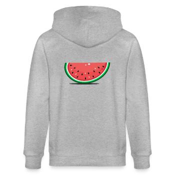 Wassermelone Design Scheibe - Stanley/Stella Unisex Bio-Kapuzenjacke CULTIVATOR  - Grau meliert - Hinten - Luana (180cm)