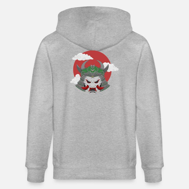 Oni x Samurai Graugrün - Stanley/Stella Unisex Bio-Kapuzenjacke CULTIVATOR  - Grau meliert