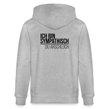 ich bin sympathisch du Arschloch - Stanley/Stella Unisex Bio-Kapuzenjacke CULTIVATOR  - Grau meliert - Hinten - Luana (180cm)