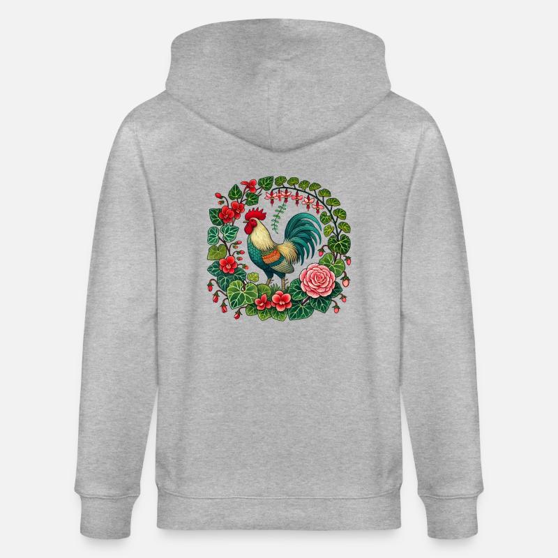 Amoureux du coq - Veste à capuche bio CULTIVATOR Stanley/Stella Unisexe - gris chiné