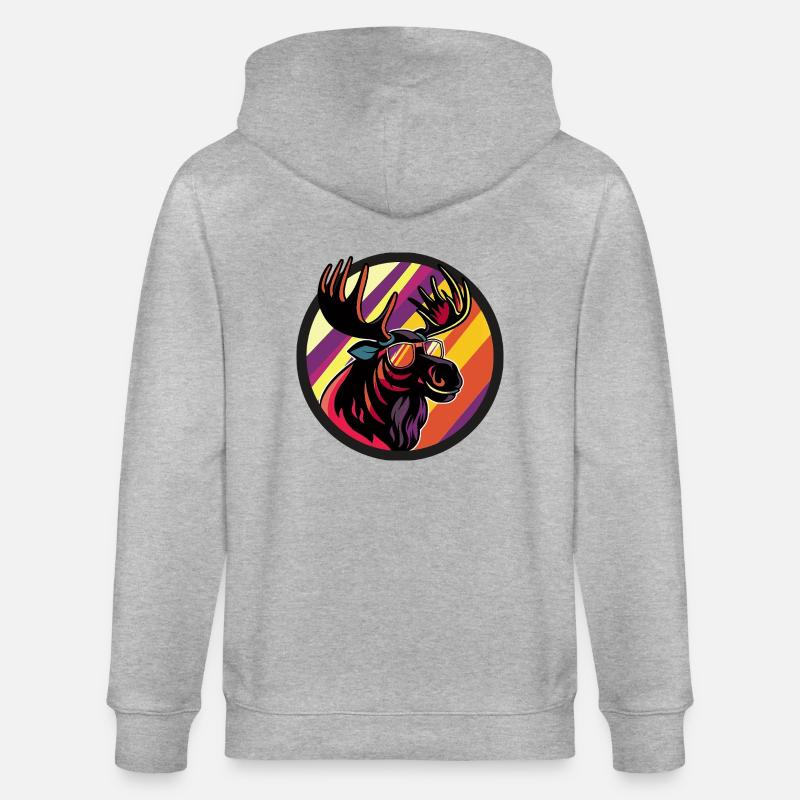 Moose Comic Cool - Stanley/Stella CULTIVATOR  Unisex Organic Hooded Jacket - heather grey