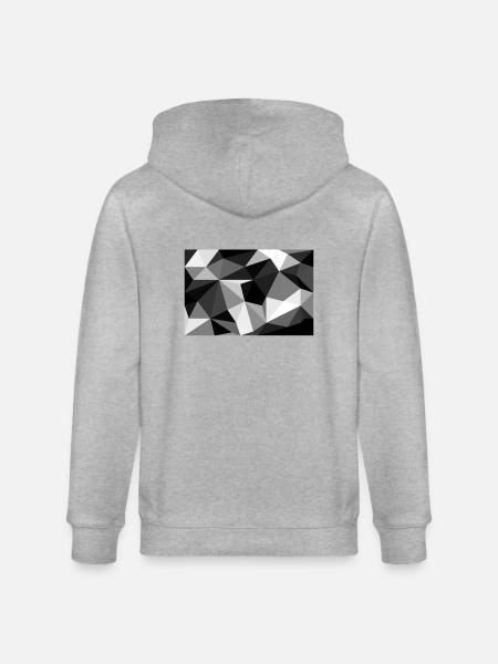Polygon Black and White - Stanley/Stella CULTIVATOR  Unisex Organic Hooded Jacket - heather grey