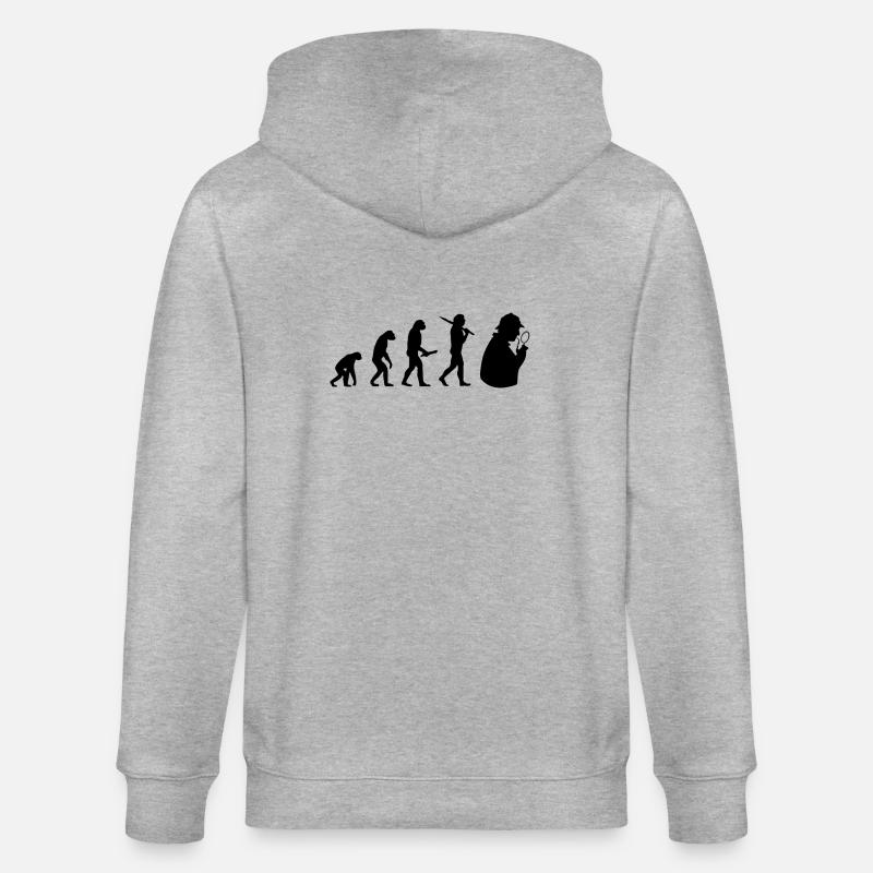 sherlock holmes evolution progress development - Stanley/Stella CULTIVATOR  Unisex Organic Hooded Jacket - heather grey