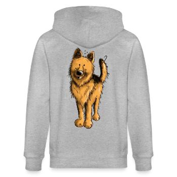 Lustiger Deutscher Schäferhund DSH Hund Comic - Stanley/Stella Unisex Bio-Kapuzenjacke CULTIVATOR  - Grau meliert - Hinten - Luana (180cm)