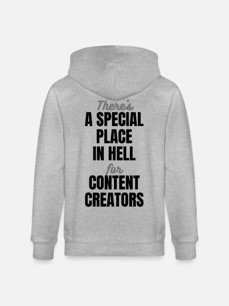 Special Place in Hell - Funny Creator Quote - Dark - Stanley/Stella CULTIVATOR  Unisex Organic Hooded Jacket - heather grey