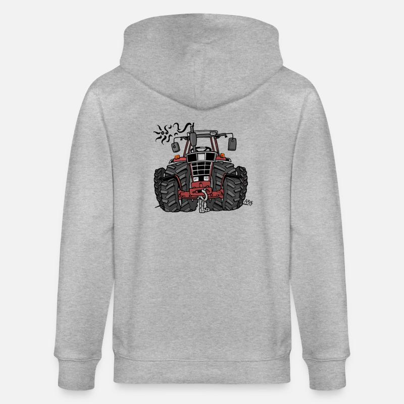 0097 Roter Traktor - Stanley/Stella Unisex Bio-Kapuzenjacke CULTIVATOR  - Grau meliert