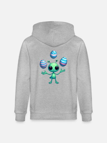 Ostern mit Alien: Eier-Jonglage - Stanley/Stella Unisex Bio-Kapuzenjacke CULTIVATOR  - Grau meliert