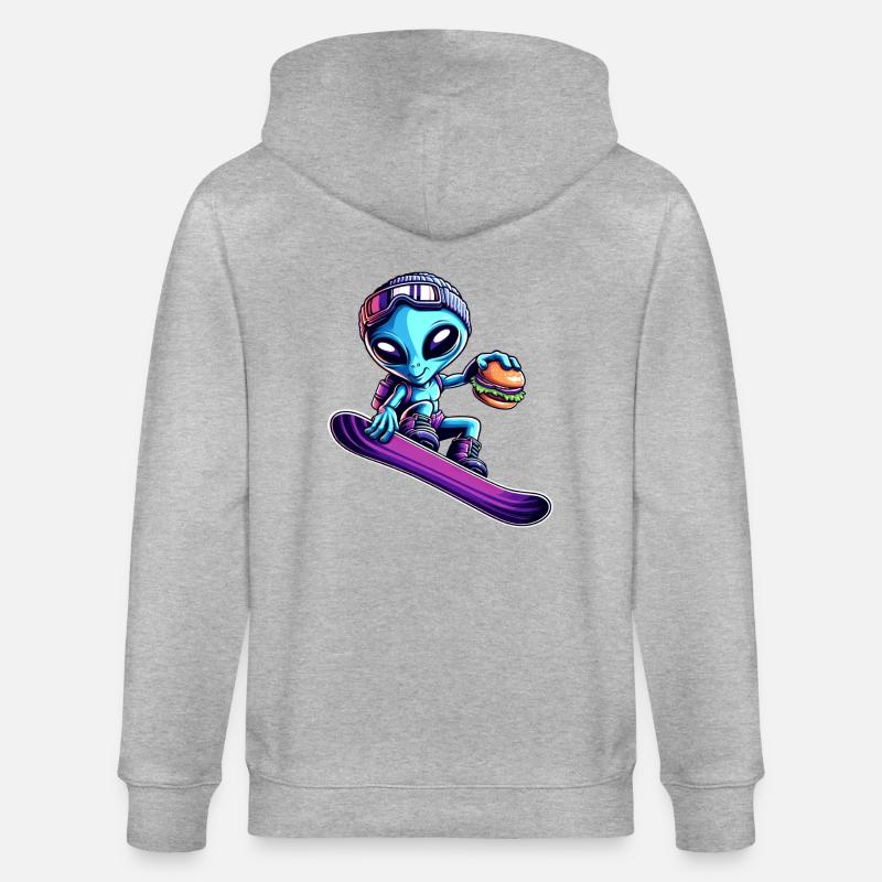 Alien Snowboard Hamburger Abenteuer - Stanley/Stella Unisex Bio-Kapuzenjacke CULTIVATOR  - Grau meliert