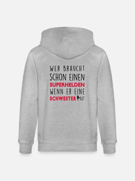Meine Schwester-Superheld - Stanley/Stella Unisex Bio-Kapuzenjacke CULTIVATOR - Grau meliert