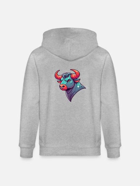Taurus Cartoon - Stanley/Stella CULTIVATOR  Unisex Organic Hooded Jacket - heather grey