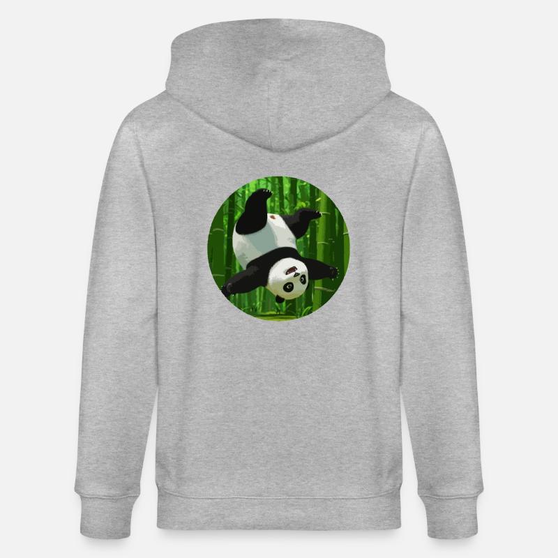 Panda faisant un saut périlleux - Veste à capuche bio CULTIVATOR Stanley/Stella Unisexe - gris chiné