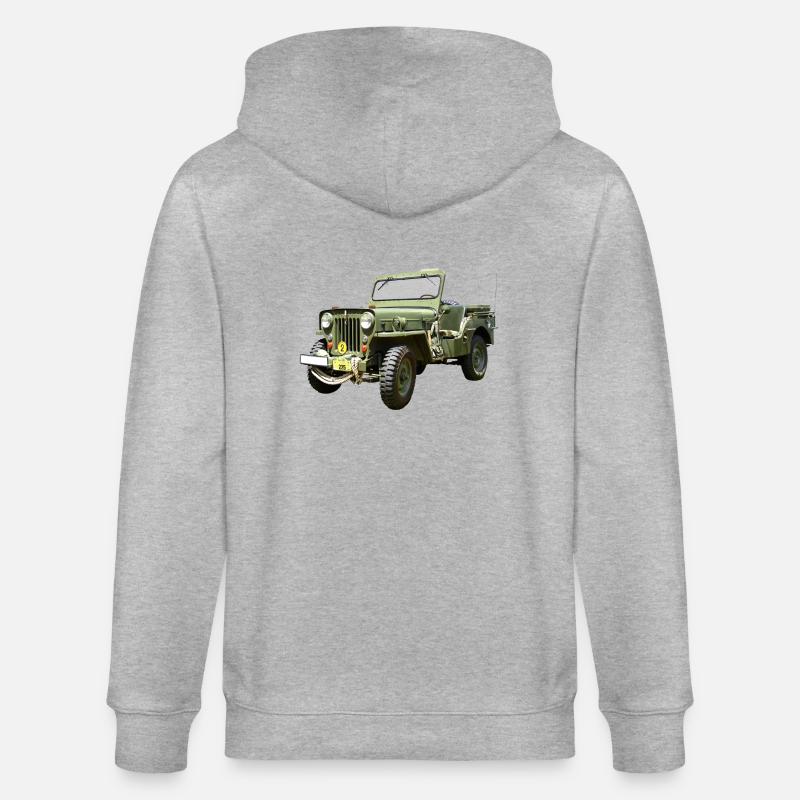 Willys Jeep Odtimer - Stanley/Stella Unisex Bio-Kapuzenjacke CULTIVATOR  - Grau meliert