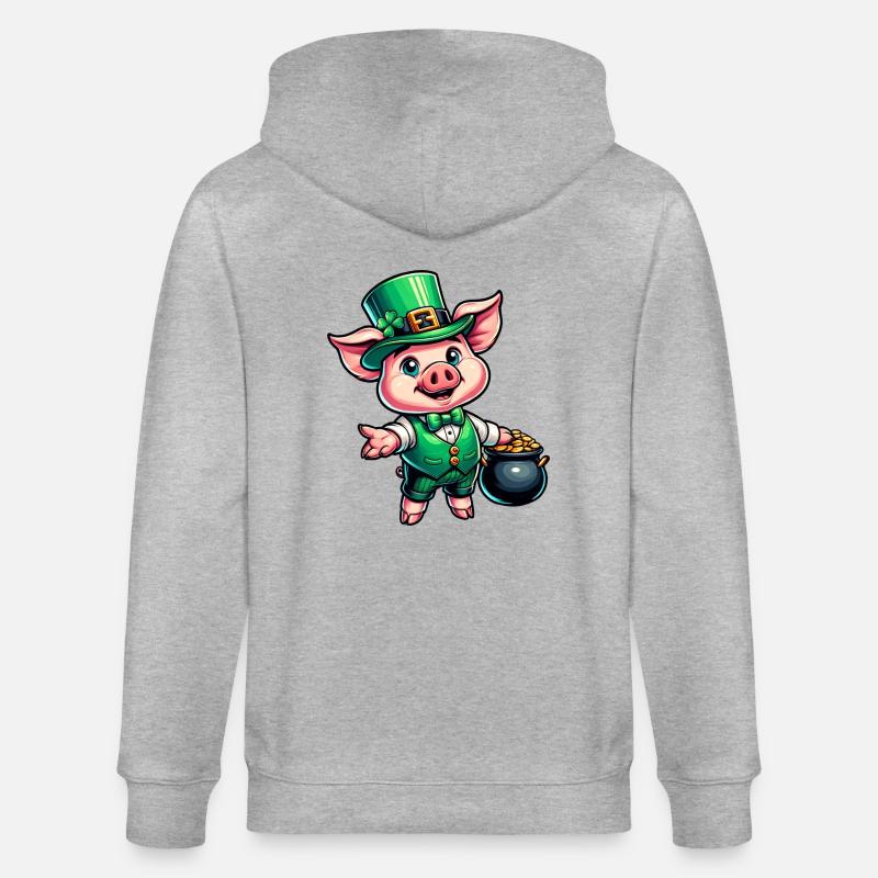 Doux cochon de la Saint-Patrick - Veste à capuche bio CULTIVATOR Stanley/Stella Unisexe - gris chiné