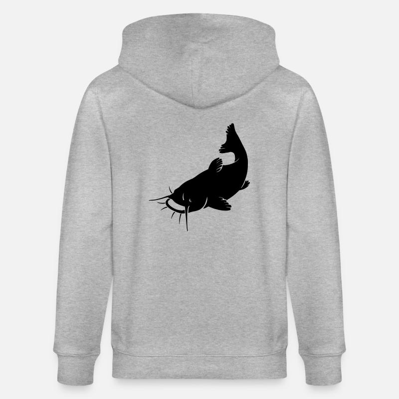 Catfish Silhouette - Stanley/Stella Unisex Bio-Kapuzenjacke CULTIVATOR  - Grau meliert