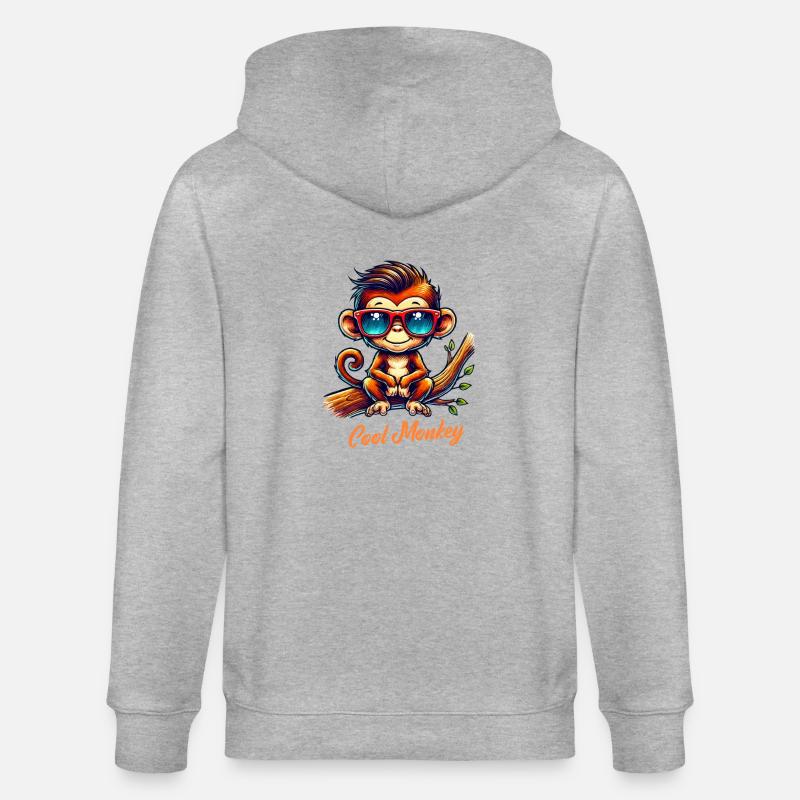 affe sonnenbrille comic - Stanley/Stella Unisex Bio-Kapuzenjacke CULTIVATOR  - Grau meliert