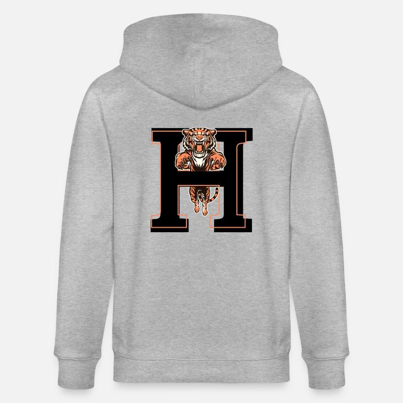 Buchstabe h Tiger - Geschenkidee - Stanley/Stella Unisex Bio-Kapuzenjacke CULTIVATOR  - Grau meliert
