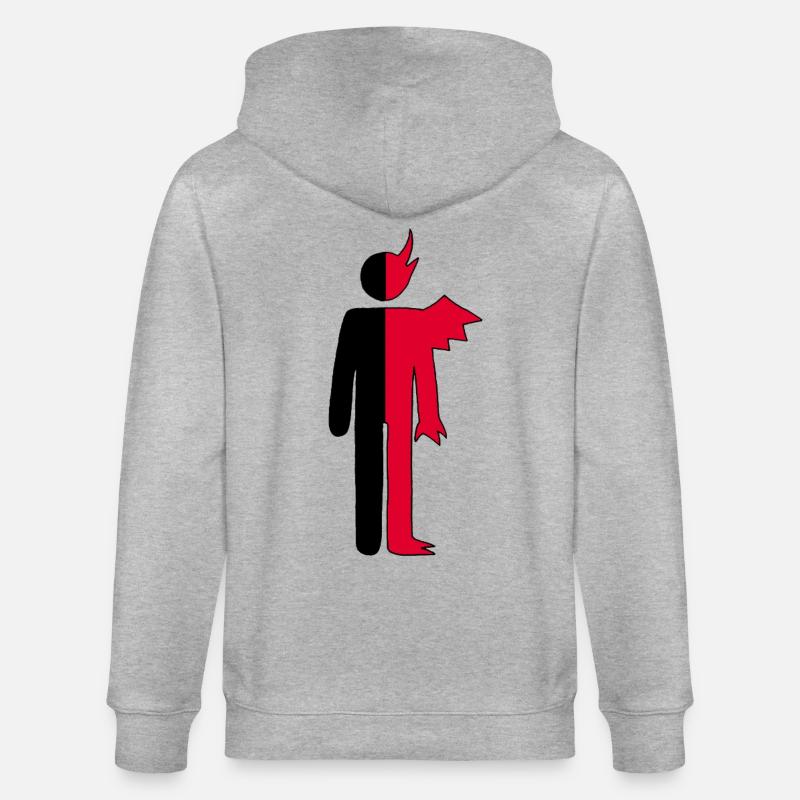 Mann oder Dämon Piktogramm - Stanley/Stella Unisex Bio-Kapuzenjacke CULTIVATOR  - Grau meliert