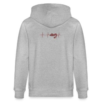 Moray eel heartbeat - Stanley/Stella CULTIVATOR  Unisex Organic Hooded Jacket - heather grey - Back - Luana (180cm)