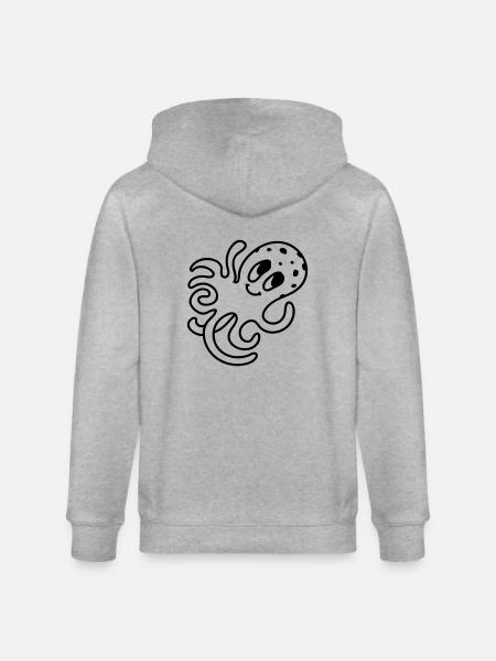 Octopus - Line - Stanley/Stella CULTIVATOR Unisex Organic Hooded Jacket - heather grey