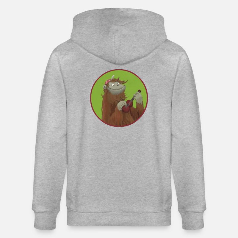 Affe mit Ukulele - Stanley/Stella Unisex Bio-Kapuzenjacke CULTIVATOR  - Grau meliert