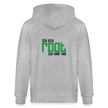 Ich bin root ich darf das Hacker Nerd Admin Shirt - Stanley/Stella Unisex Bio-Kapuzenjacke CULTIVATOR  - Grau meliert - Hinten - Luana (180cm)