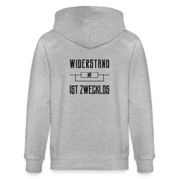 Widerstand ist zwecklos - Stanley/Stella Unisex Bio-Kapuzenjacke CULTIVATOR  - Grau meliert - Hinten - Luana (180cm)