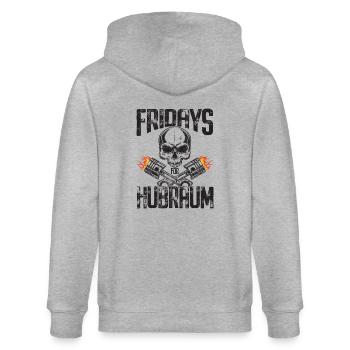 Fridays For Hubraum - Stanley/Stella Unisex Bio-Kapuzenjacke CULTIVATOR  - Grau meliert - Hinten - Luana (180cm)