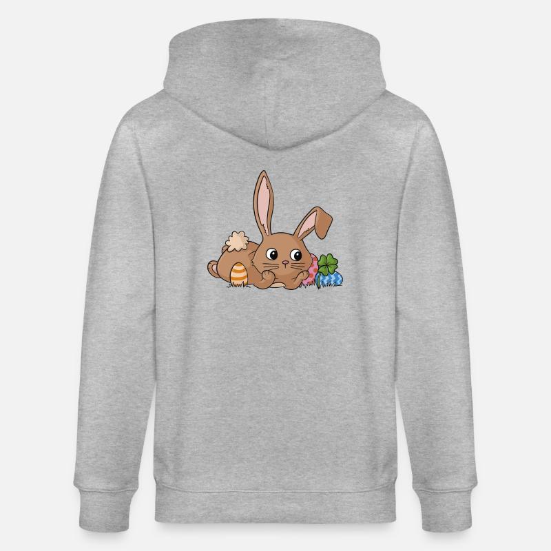 Träumender Comic Osterhase - Stanley/Stella Unisex Bio-Kapuzenjacke CULTIVATOR  - Grau meliert