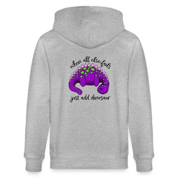 … Fügen Sie einfach den Dinosaurier hinzu - Stanley/Stella Unisex Bio-Kapuzenjacke CULTIVATOR  - Grau meliert - Hinten - Luana (180cm)