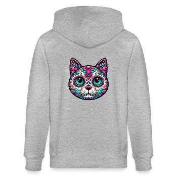 Crâne en sucre de chat coloré - Veste à capuche bio CULTIVATOR Stanley/Stella Unisexe - gris chiné - Dos - Luana (180cm)
