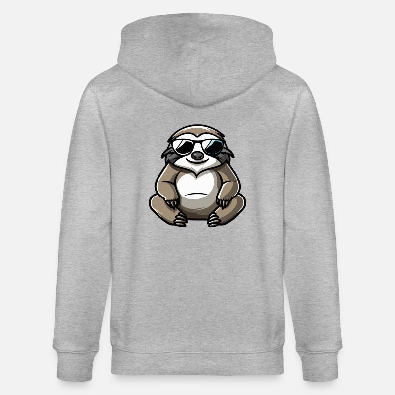 Sloth Comic Cool - Stanley/Stella CULTIVATOR  Unisex Organic Hooded Jacket - heather grey