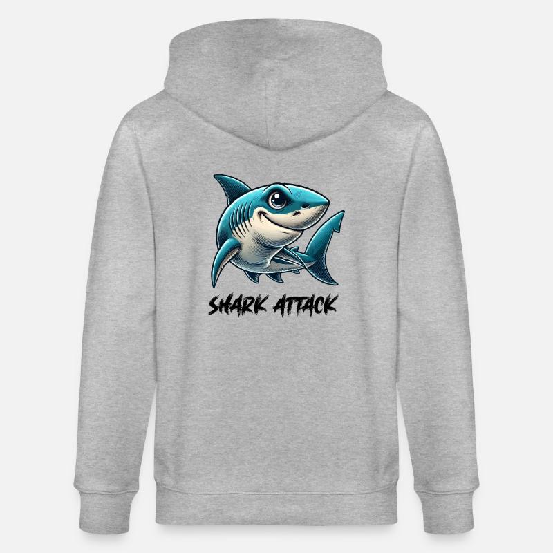 Shark Comic - Stanley/Stella CULTIVATOR Unisex Organic Hooded Jacket - heather grey