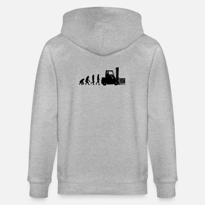 Evolution eines Staplerfahrer - Stanley/Stella Unisex Bio-Kapuzenjacke CULTIVATOR  - Grau meliert