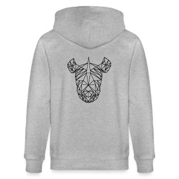 Rhino LowPoly Black & White - Stanley/Stella Unisex Bio-Kapuzenjacke CULTIVATOR  - Grau meliert - Hinten - Luana (180cm)