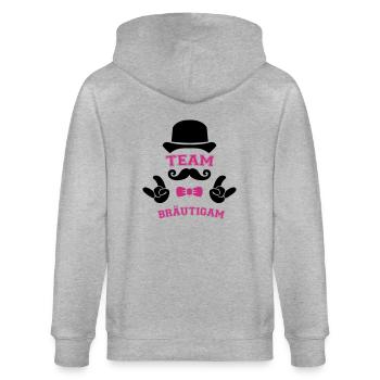 team bräutigam - Stanley/Stella Unisex Bio-Kapuzenjacke CULTIVATOR  - Grau meliert - Hinten - Luana (180cm)