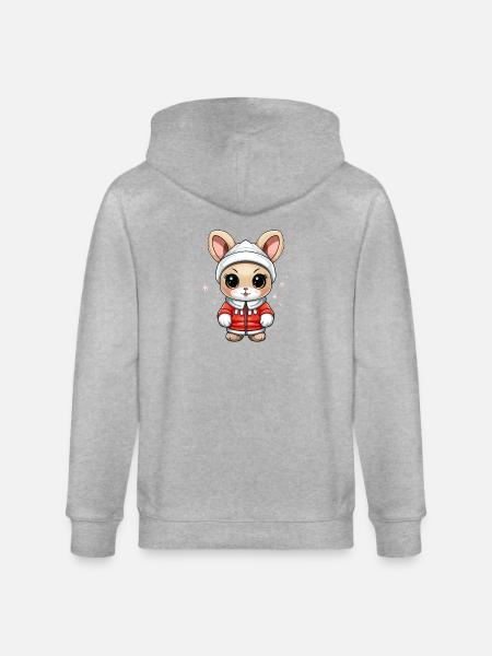 Bunny Christmas Design - Kawaii Style - Stanley/Stella CULTIVATOR Unisex Organic Hooded Jacket - heather grey