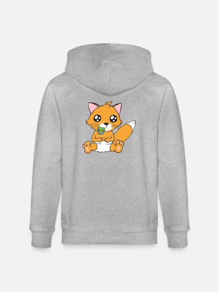 Baby Fox - Stanley/Stella CULTIVATOR  Unisex Organic Hooded Jacket - heather grey