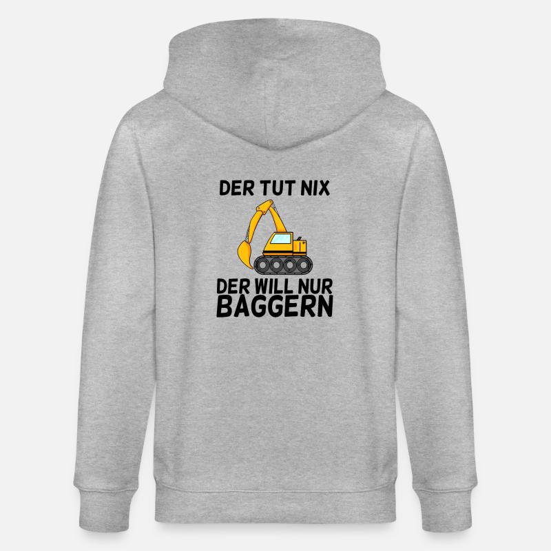 Bagger Spruch Baggerfahrer Baggern - Stanley/Stella Unisex Bio-Kapuzenjacke CULTIVATOR  - Grau meliert