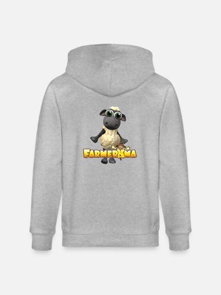 Farmerama Logo mit Schaf - Stanley/Stella Unisex Bio-Kapuzenjacke CULTIVATOR - Grau meliert
