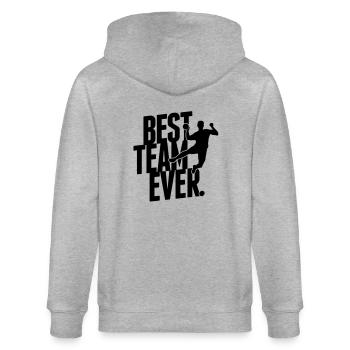 Best team ever - Handball - Stanley/Stella Unisex Bio-Kapuzenjacke CULTIVATOR  - Grau meliert - Hinten - Luana (180cm)