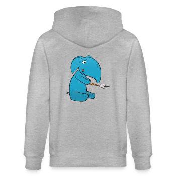 Elefant Marshmallow - Stanley/Stella Unisex Bio-Kapuzenjacke CULTIVATOR  - Grau meliert - Hinten - Luana (180cm)