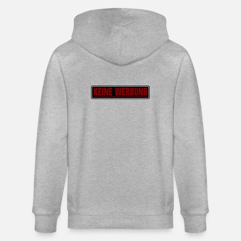 Keine Werbung ! Briefkasten Schild - Stanley/Stella Unisex Bio-Kapuzenjacke CULTIVATOR  - Grau meliert