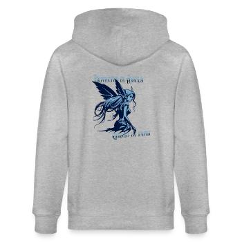 Les anges me protègent – Faith Design - Veste à capuche bio CULTIVATOR Stanley/Stella Unisexe - gris chiné - Dos - Luana (180cm)