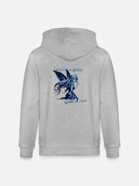 Angels Protect Me – Faith Design - Stanley/Stella CULTIVATOR  Unisex Organic Hooded Jacket - heather grey