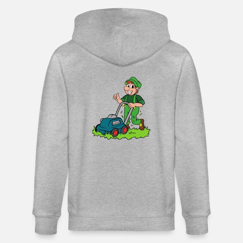 Gärtner mit Rasenmäher - Stanley/Stella Unisex Bio-Kapuzenjacke CULTIVATOR - Grau meliert