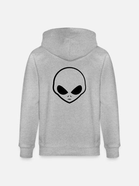 Cool Grey Alien Kopf Logo - Stanley/Stella CULTIVATOR Unisex Organic Hooded Jacket - heather grey