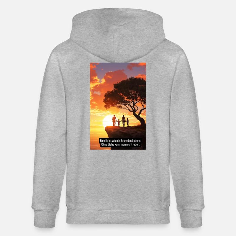 Arbre généalogique coucher de soleil Design - Veste à capuche bio CULTIVATOR Stanley/Stella Unisexe - gris chiné