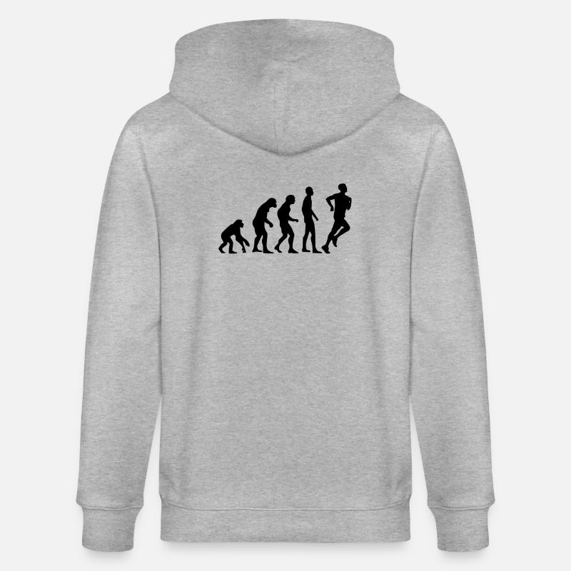 Human Evolution jogging - Stanley/Stella CULTIVATOR  Unisex Organic Hooded Jacket - heather grey